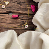 Vriksham Simple Floral Pendant Invisible Chain-White Red-G20606